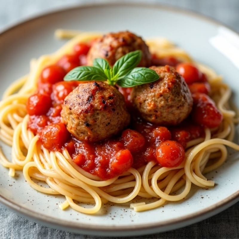 Lean Turkey Meatballs with Whole Wheat Spaghetti and Fresh Marinara