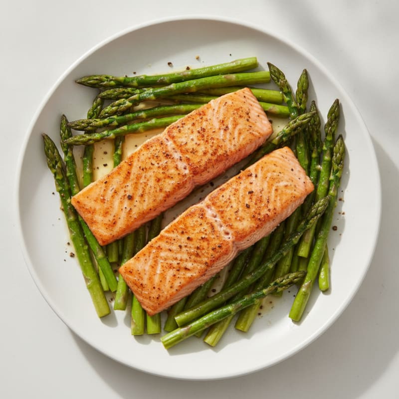 Air Fryer Salmon with Roasted Asparagus