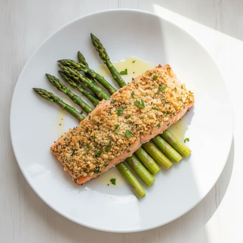 Herb-Crusted Salmon with Roasted Asparagus