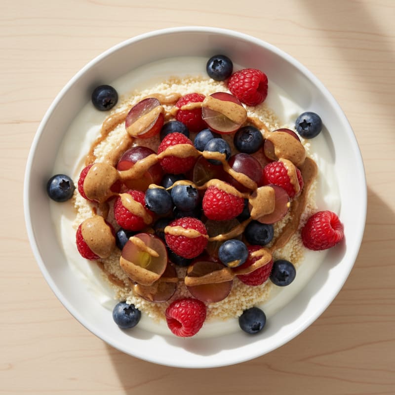 Greek Yogurt Protein Parfait with Mixed Berries and Almond Butter