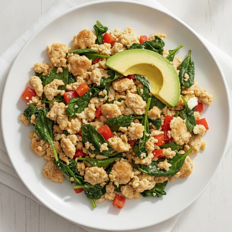 Egg White and Turkey Sausage Scramble with Spinach
