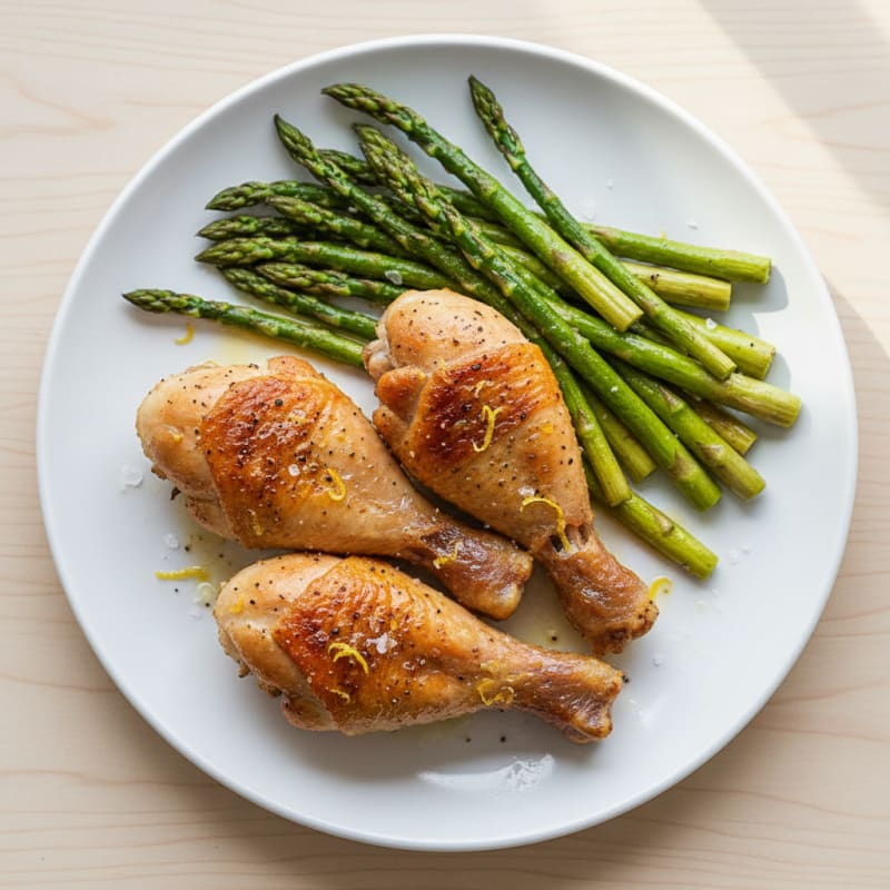 Lemon Pepper Chicken Drumsticks with Roasted Asparagus