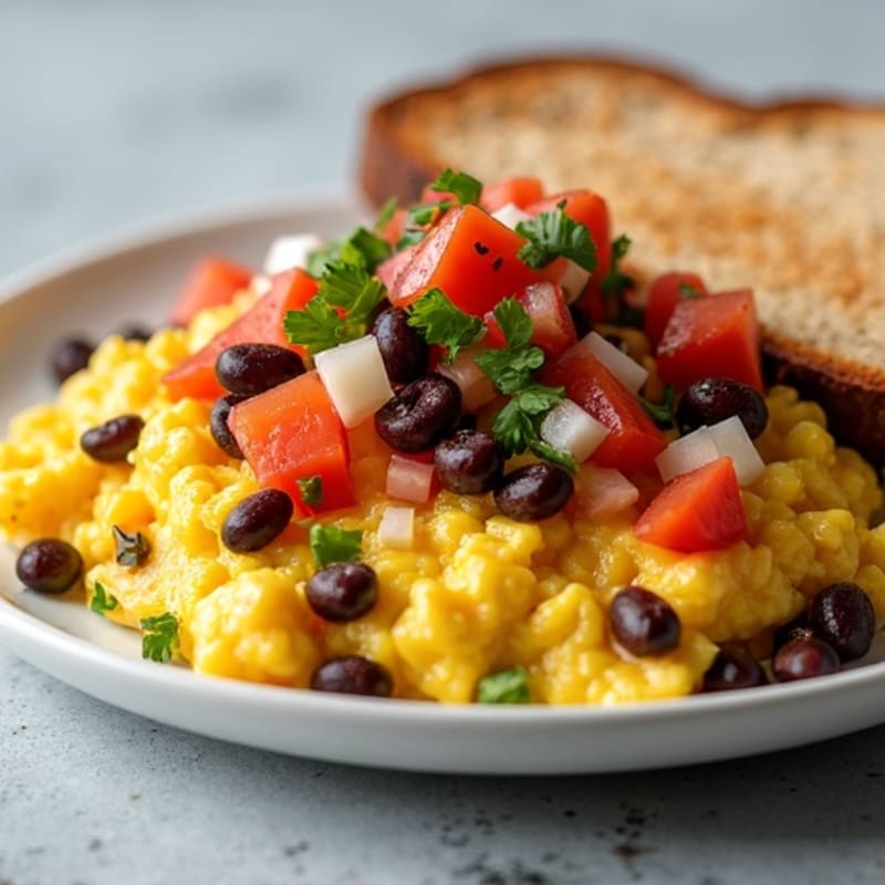 Egg White Scramble with Black Beans and Pico de Gallo