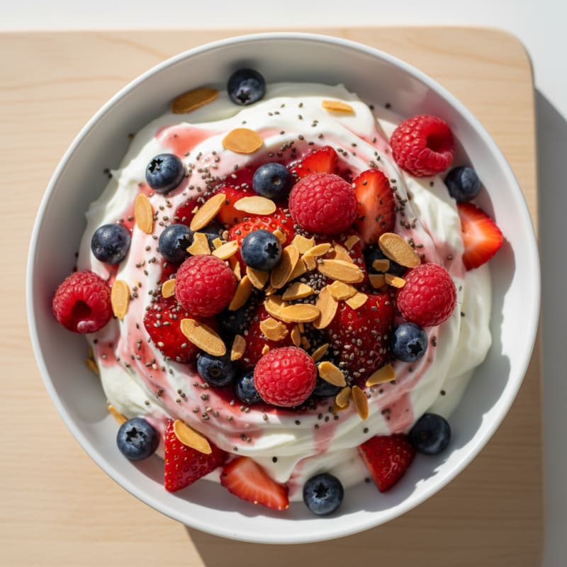 Creamy Greek Yogurt with Mixed Berries and Protein Powder