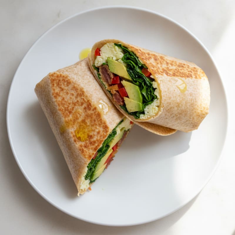 Crispy Turkey Bacon and Egg White Breakfast Burrito