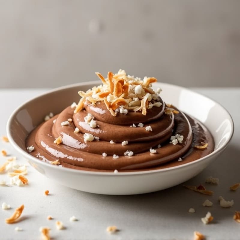 Silky Chocolate Protein Pudding with Toasted Coconut