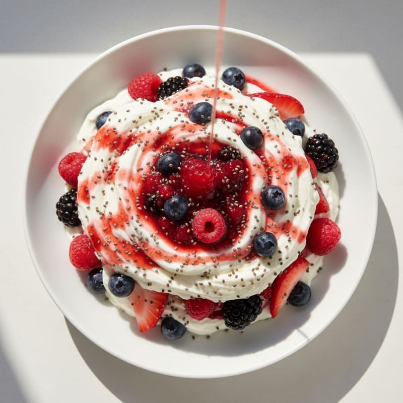 Silky Greek Yogurt Protein Pudding with Mixed Berries