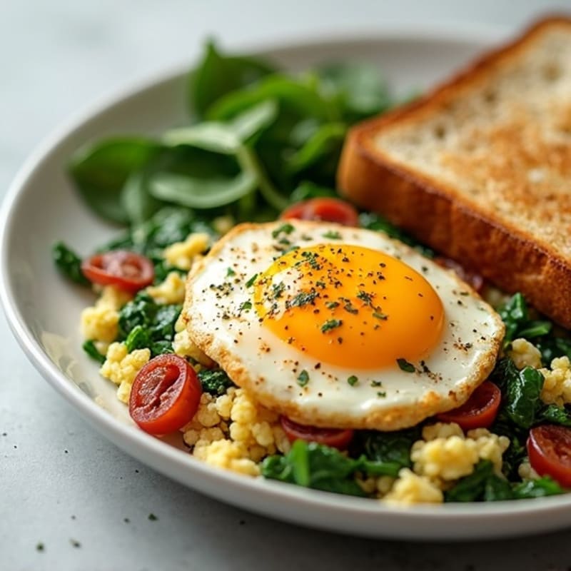 Egg White Scramble with Spinach and Turkey Bacon