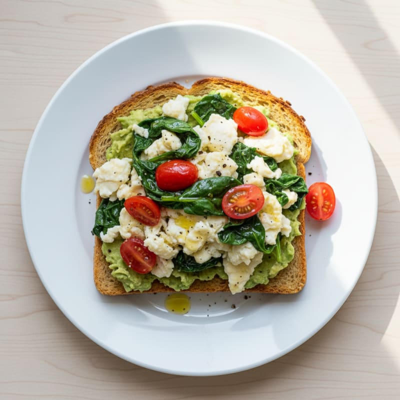 Egg White and Spinach Scramble with Chickpea Toast
