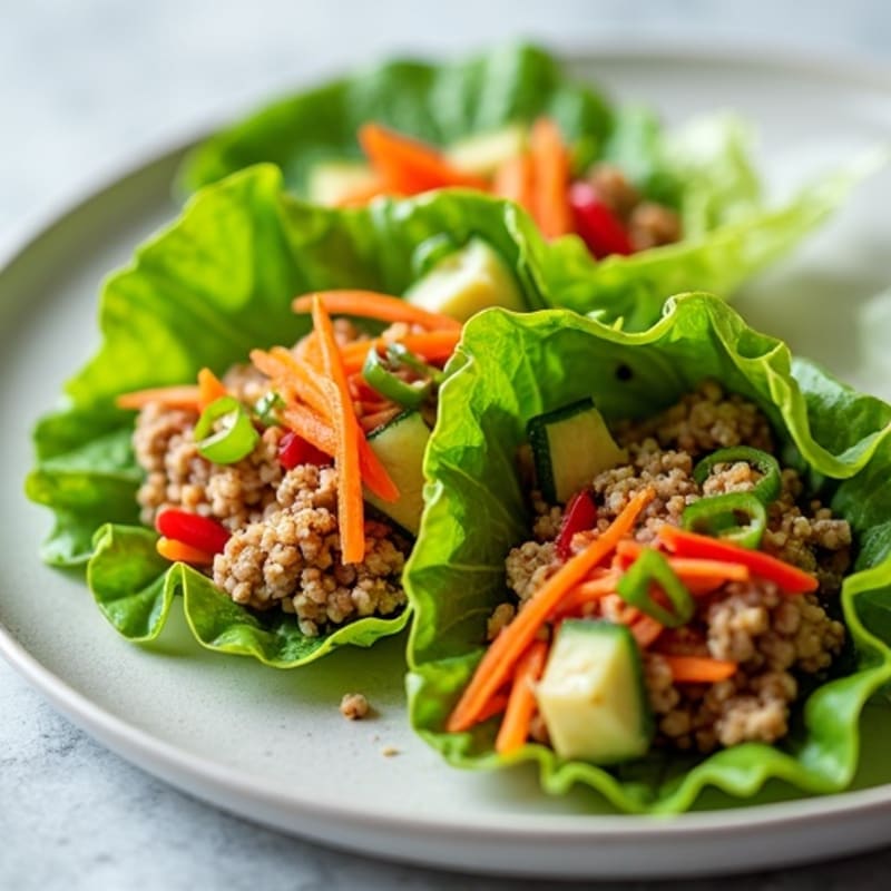 Lean Ground Turkey Lettuce Wraps with Crunchy Vegetables