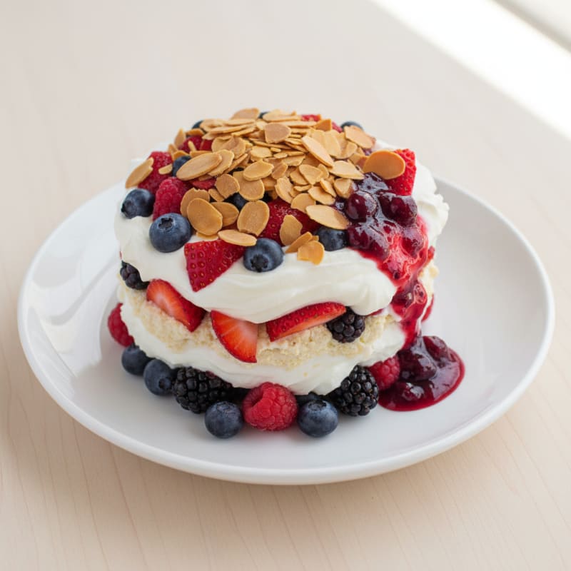 Greek Yogurt Protein Parfait with Mixed Berries and Almonds