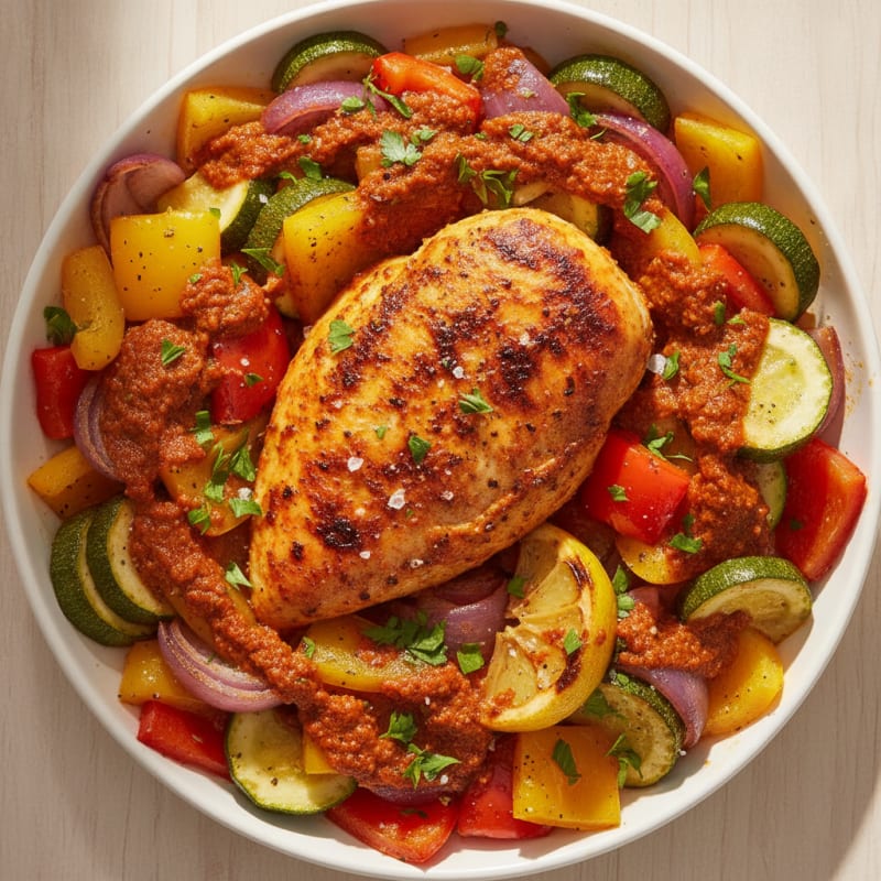 Spicy Harissa Chicken with Roasted Vegetables