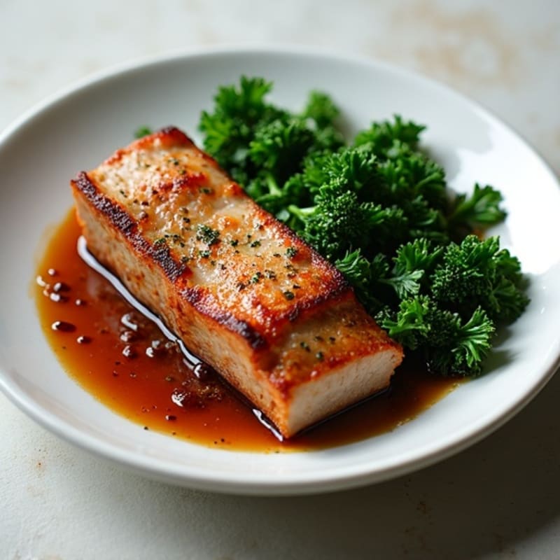 Slow-Braised Pork Belly with Garlicky Sautéed Greens