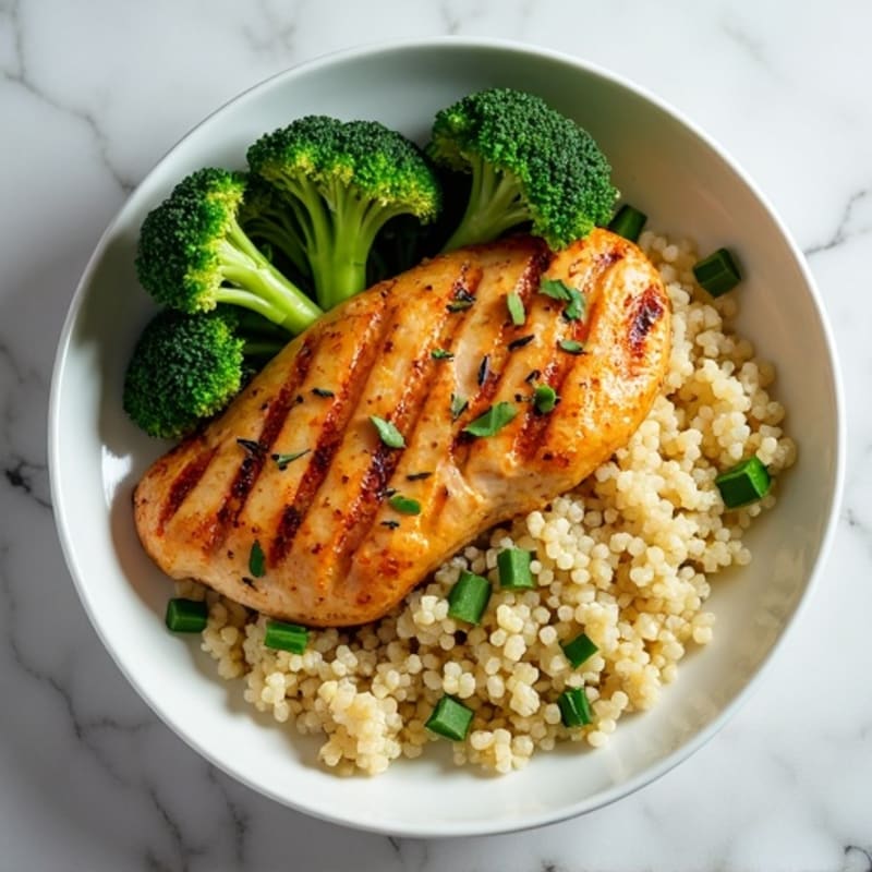 Grilled Chicken Breast with Quinoa and Steamed Broccoli