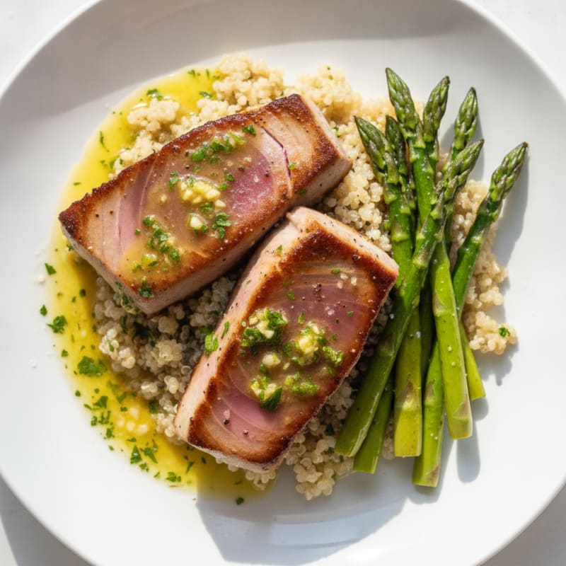 Pan-Seared Tuna with Lemon-Herb Sauce