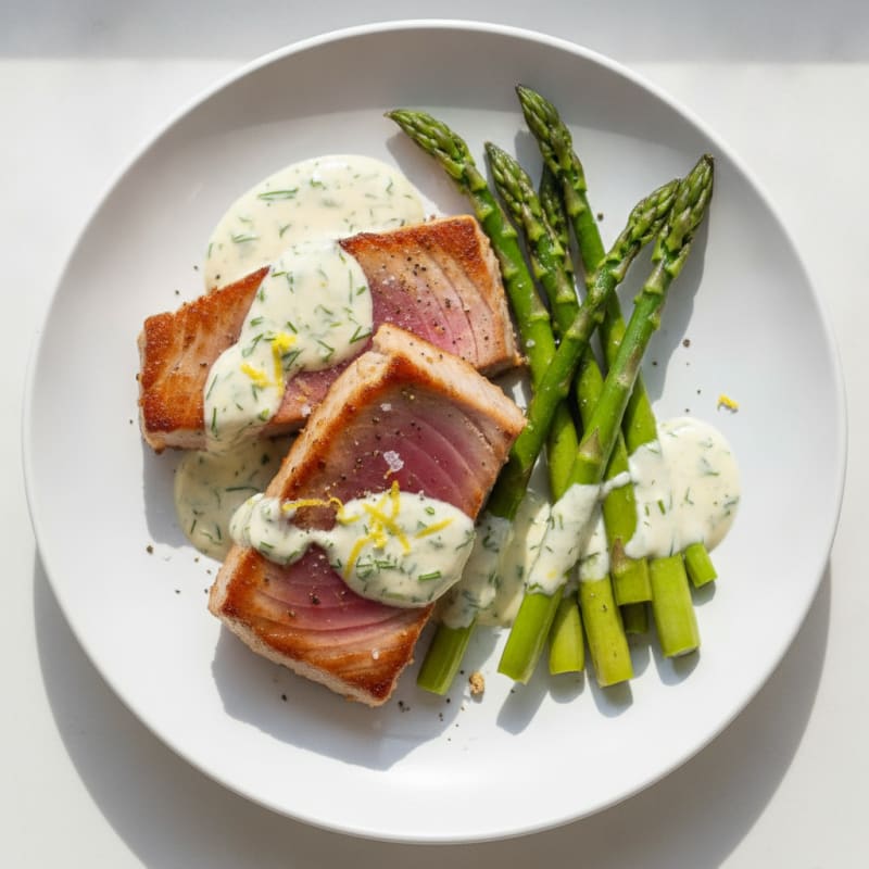 Pan-Seared Tuna with Lemon-Dill Sauce