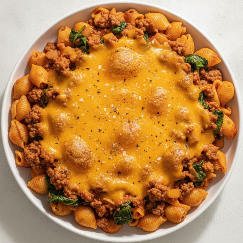 Ground Beef and Cheese Pasta Skillet