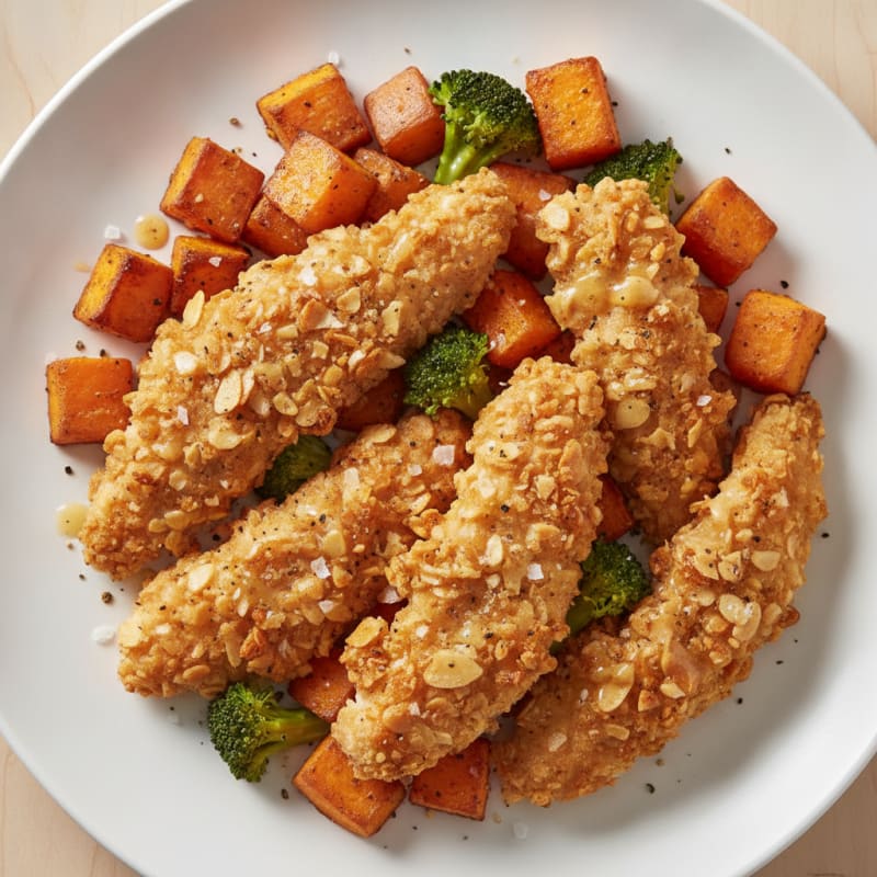 Baked Chicken Tenders with Roasted Sweet Potatoes