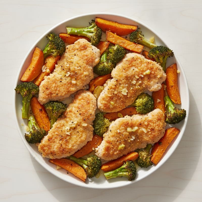 Lemon-Garlic Chicken Tender Bake with Roasted Broccoli