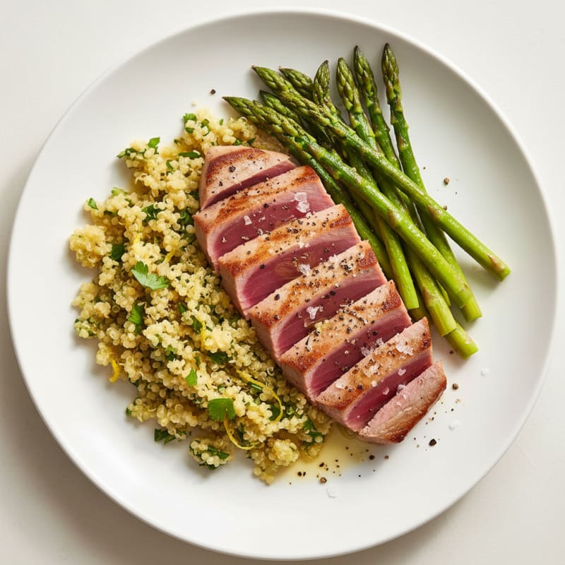 Seared Tuna with Lemon-Herb Quinoa