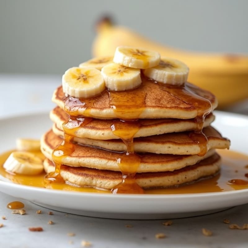 Protein-Packed Fluffy Banana Pancakes with Warm Caramelized Bananas