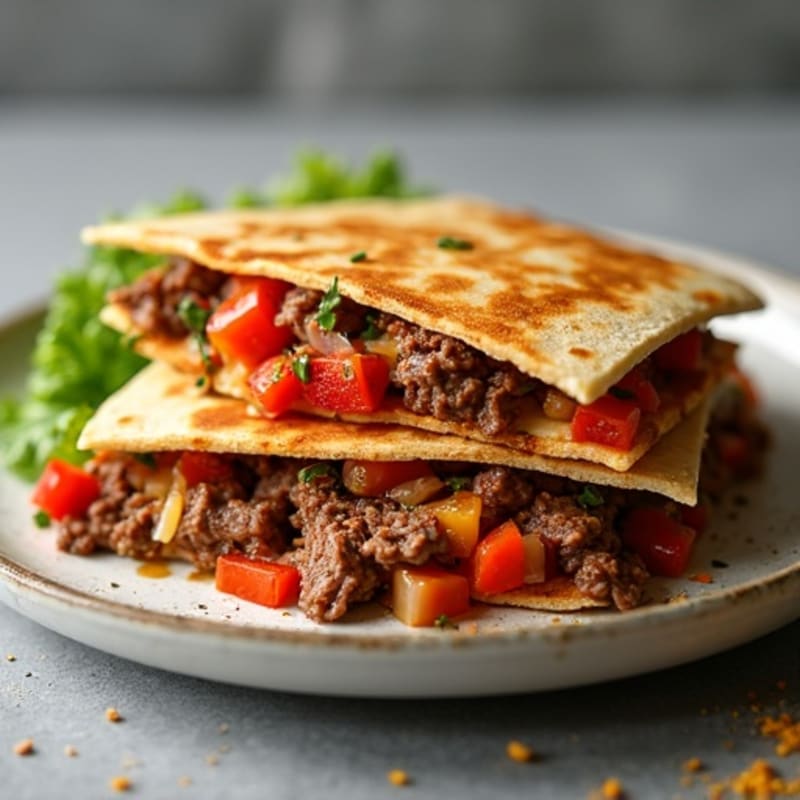 Crispy Whole Wheat Steak and Veggie Quesadillas