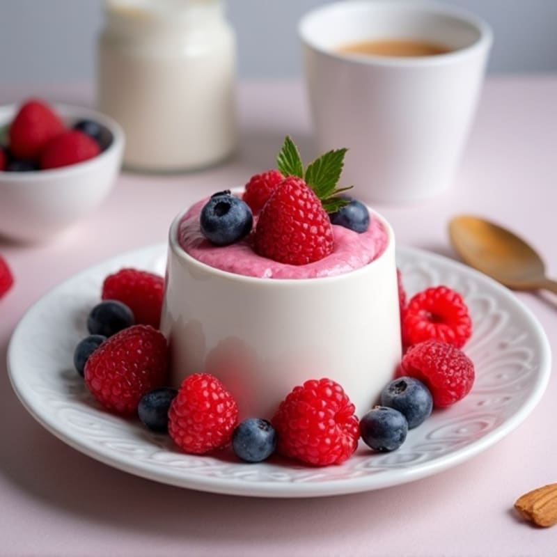 Silky Greek Yogurt Protein Mousse with Mixed Berries