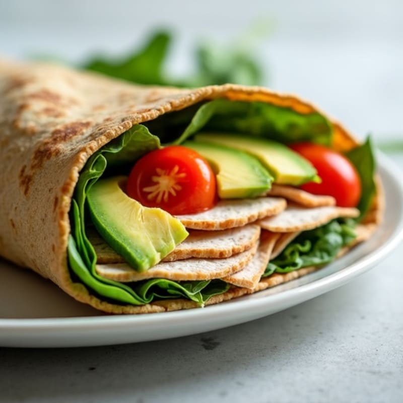 Turkey and Creamy Avocado Whole Wheat Wrap