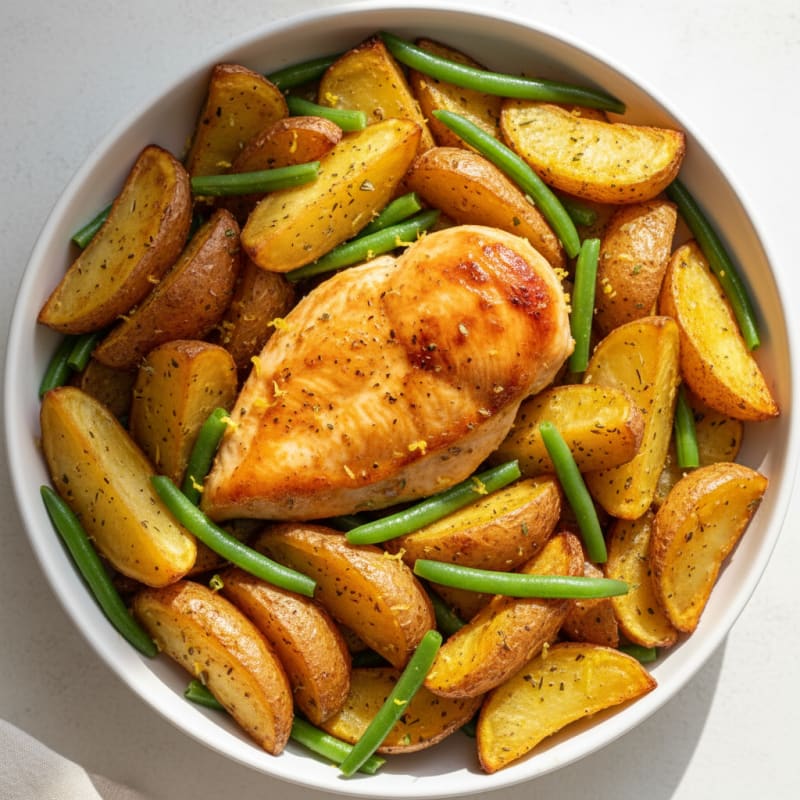 Zesty Lemon-Herb Roasted Chicken with Crispy Potatoes
