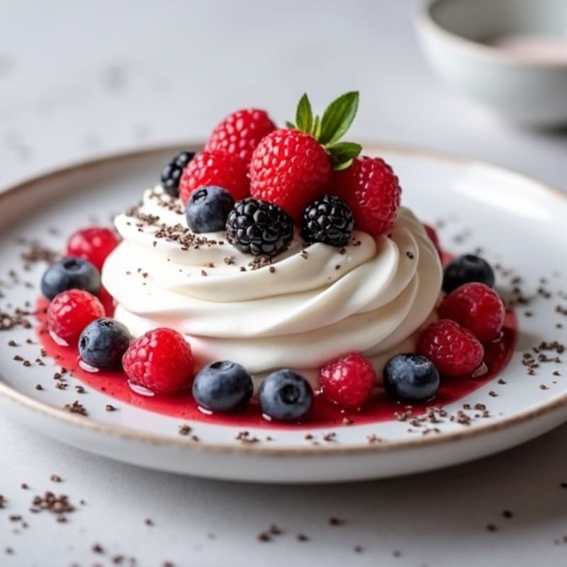 Greek Yogurt Protein Mousse with Mixed Berries