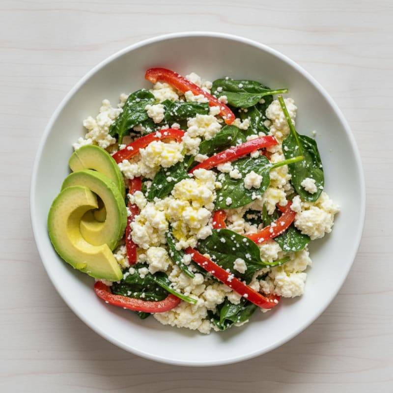 Egg White Veggie Scramble with Cottage Cheese