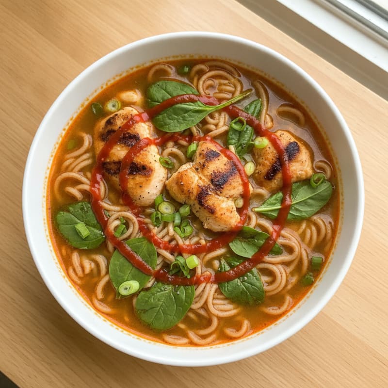 Sriracha Chicken Ramen Soup