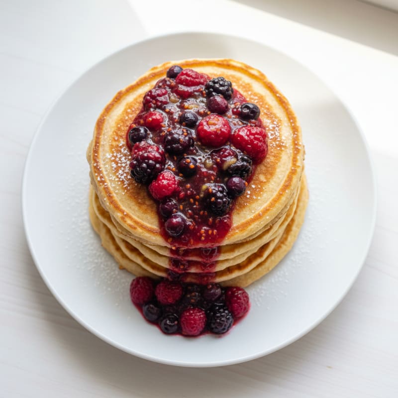 Fluffy Buttermilk Pancakes with Berry Compote