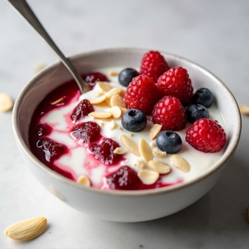 Creamy Greek Yogurt Protein Bowl with Mixed Berries and Almonds