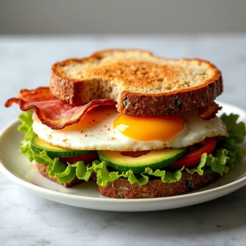 Crispy Turkey Bacon and Avocado Sandwich with Fresh Greens