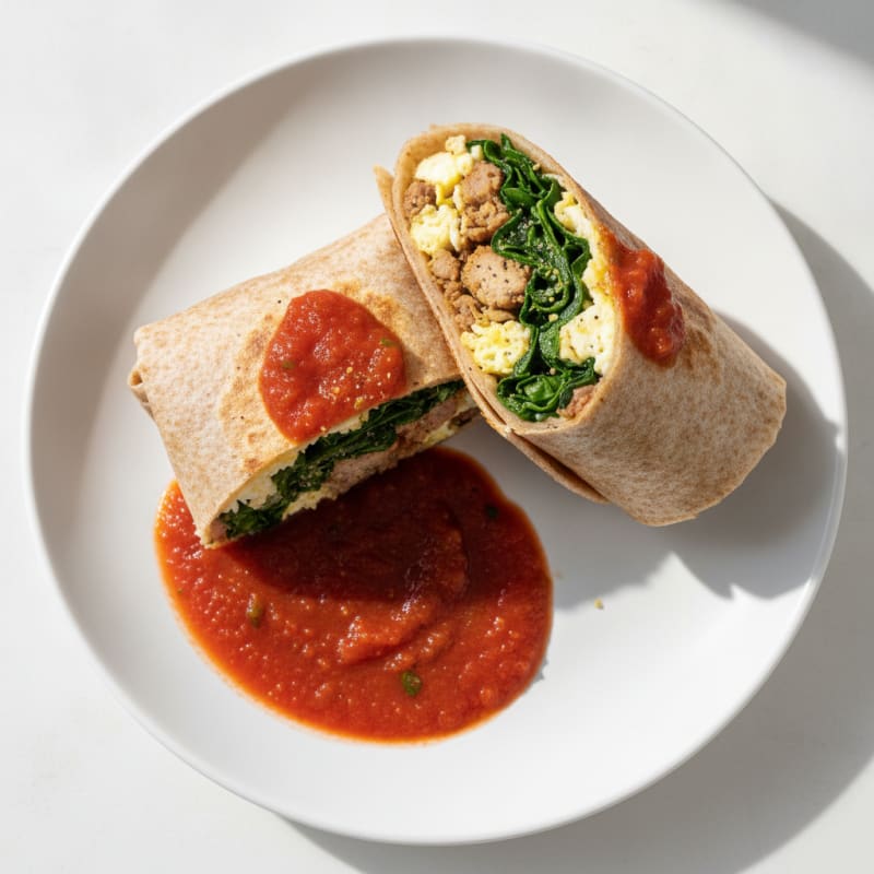 Loaded Breakfast Burrito with Salsa Roja
