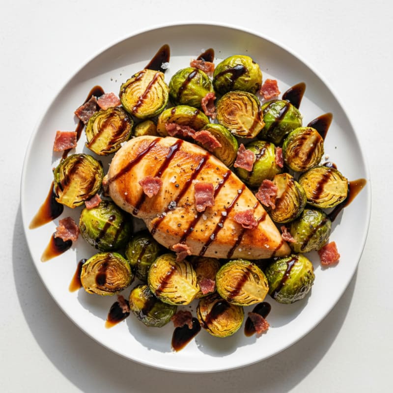 Caramelized Balsamic Brussels Sprouts with Crispy Prosciutto
