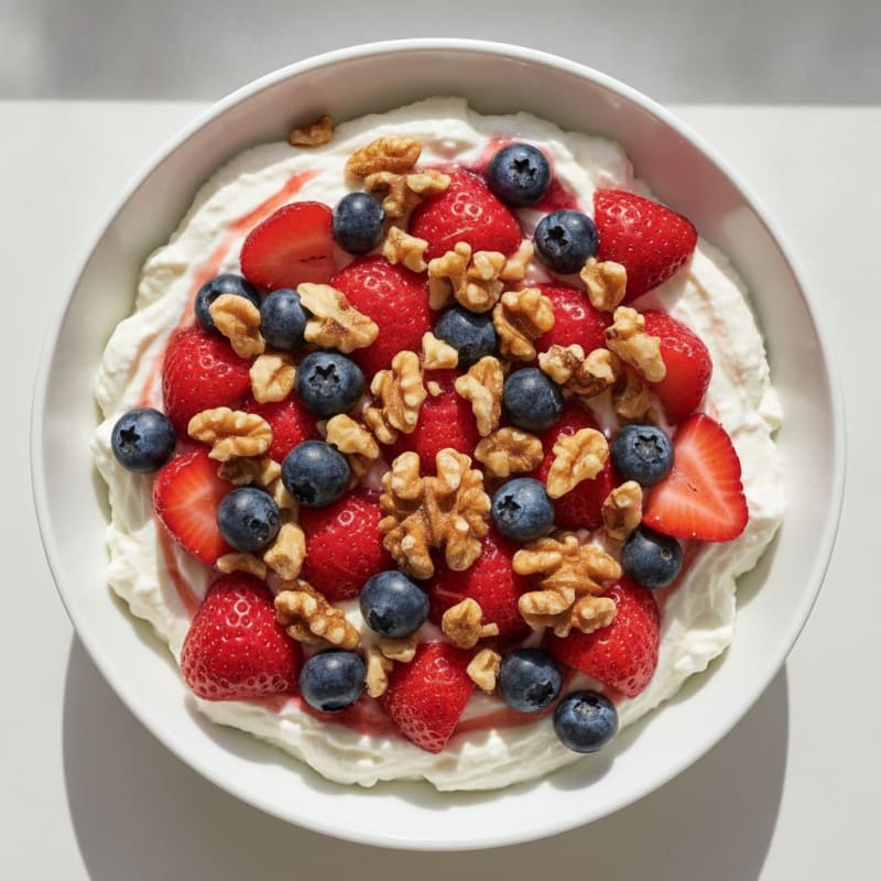 Silky Greek Yogurt Bowl with Whey Protein and Fresh Berries