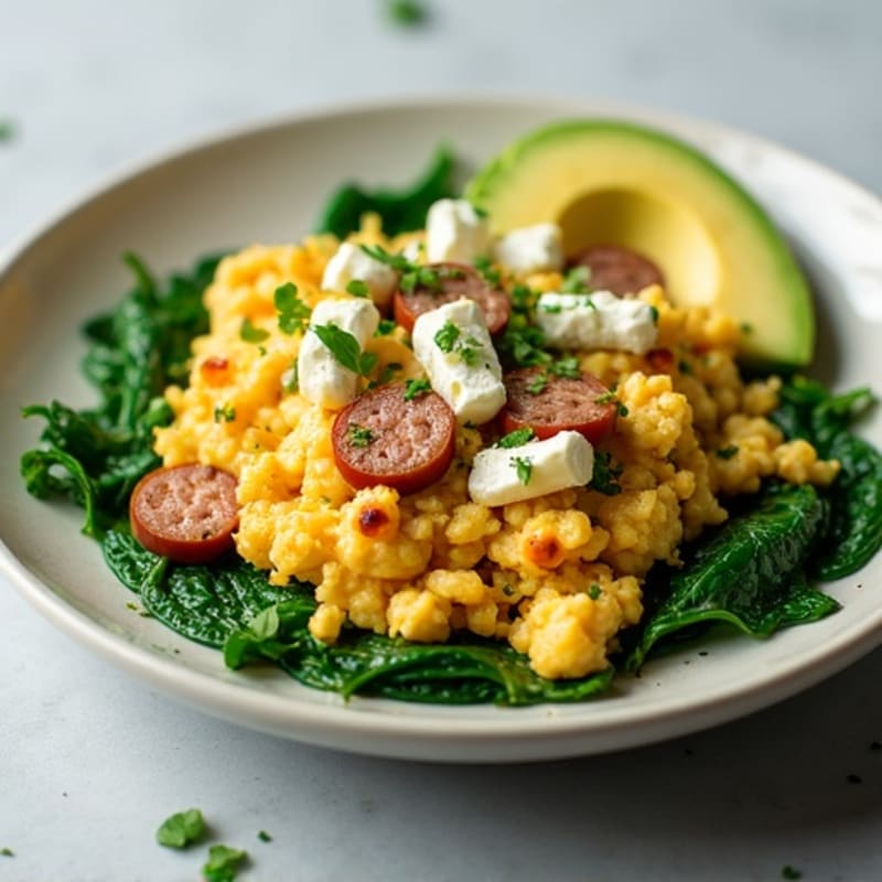 Egg White Scramble with Spinach and Turkey Sausage