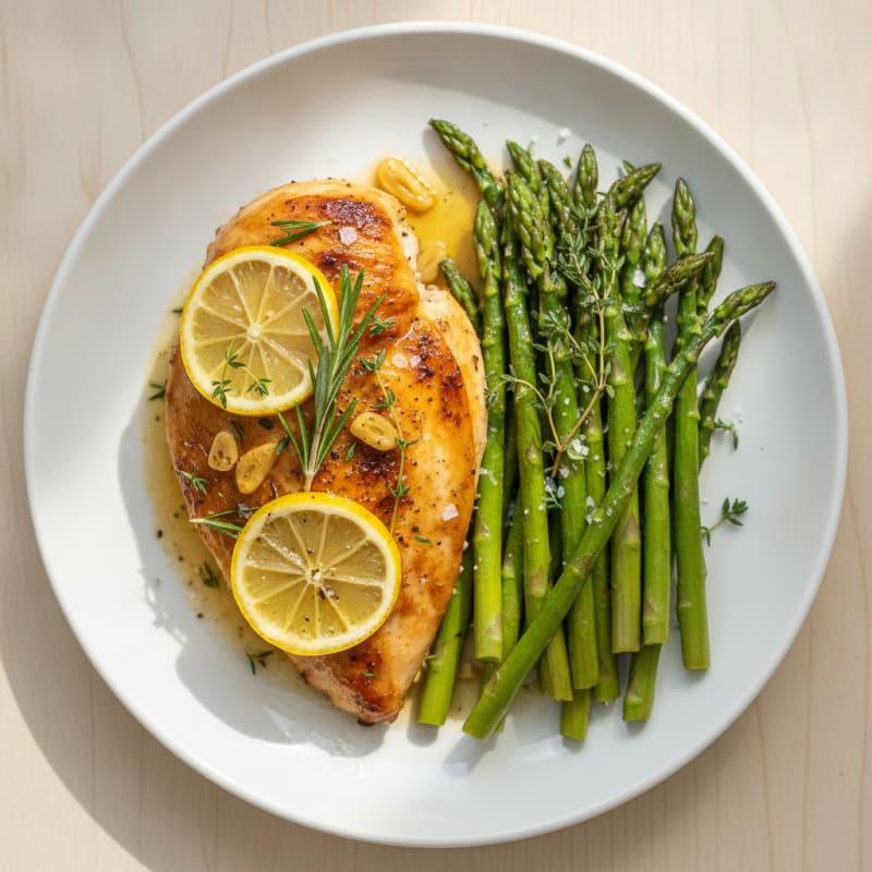 Lemon Herb Roasted Chicken with Asparagus