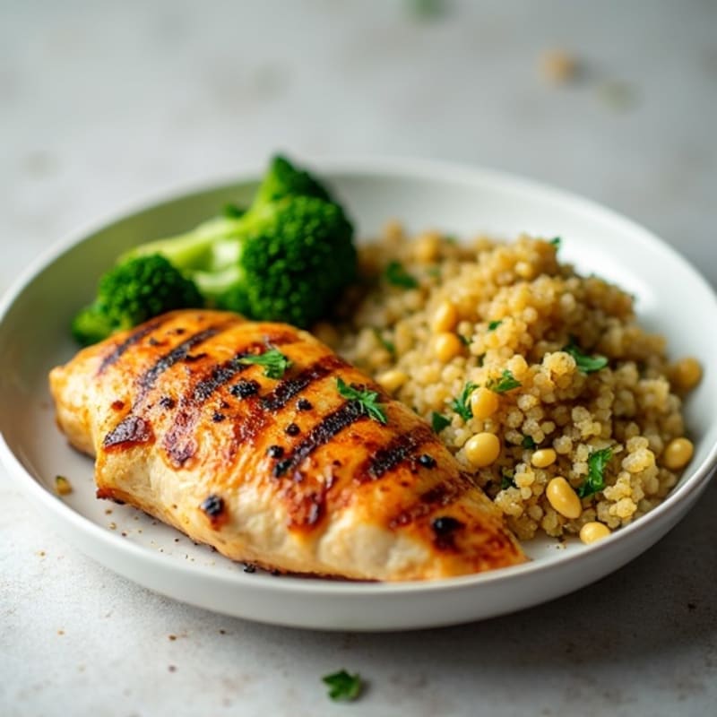 Grilled Chicken Breast with Quinoa and Steamed Broccoli