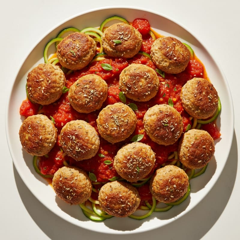 Golden Herb-Baked Meatballs with Marinara