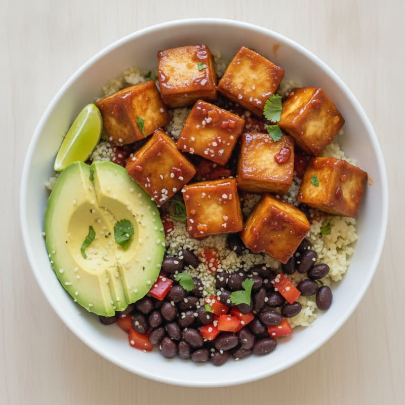 Sweet Chili Tofu Burrito Bowl