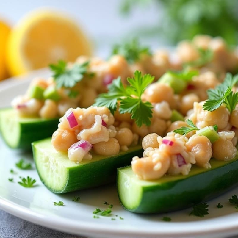Fresh Herb-Lemon Tuna Salad Cucumber Boats