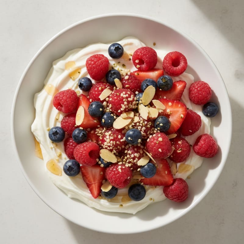 Silky Greek Yogurt Protein Bowl with Mixed Berries