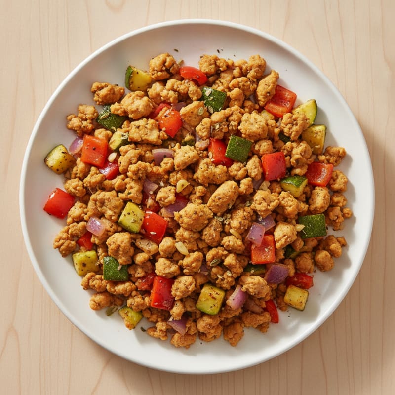 Ground Chicken and Roasted Vegetable Medley