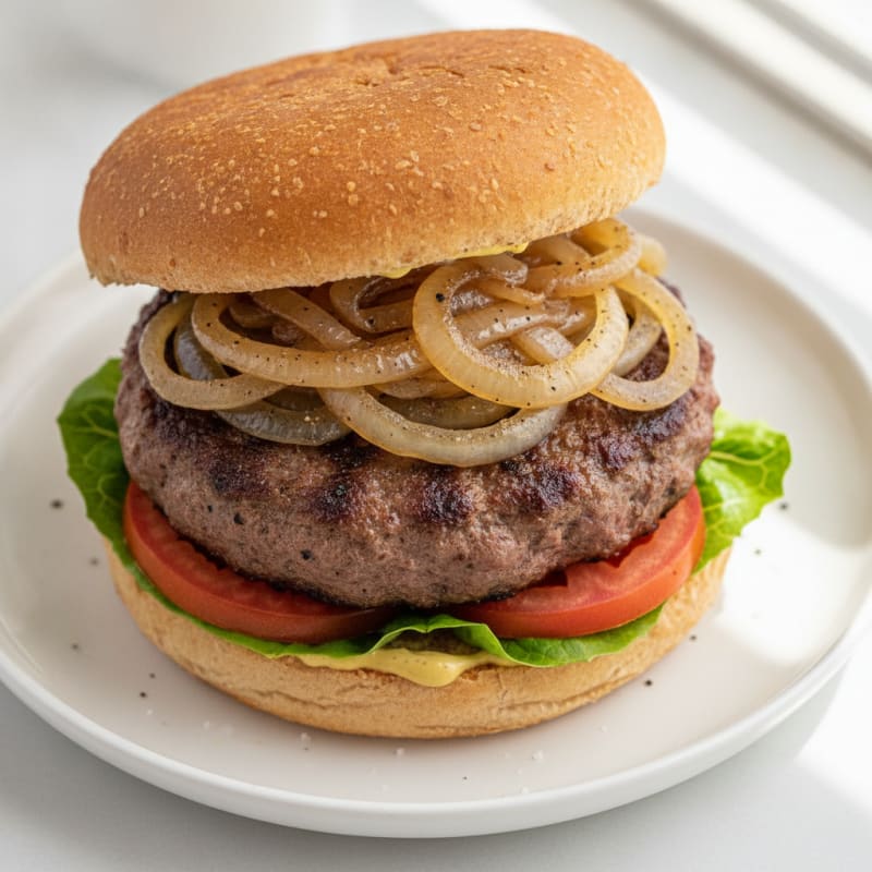 Classic Beef Burger with Caramelized Onions