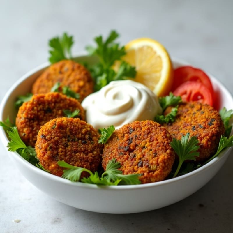 Crispy Baked Falafel Bowl with Tahini Sauce