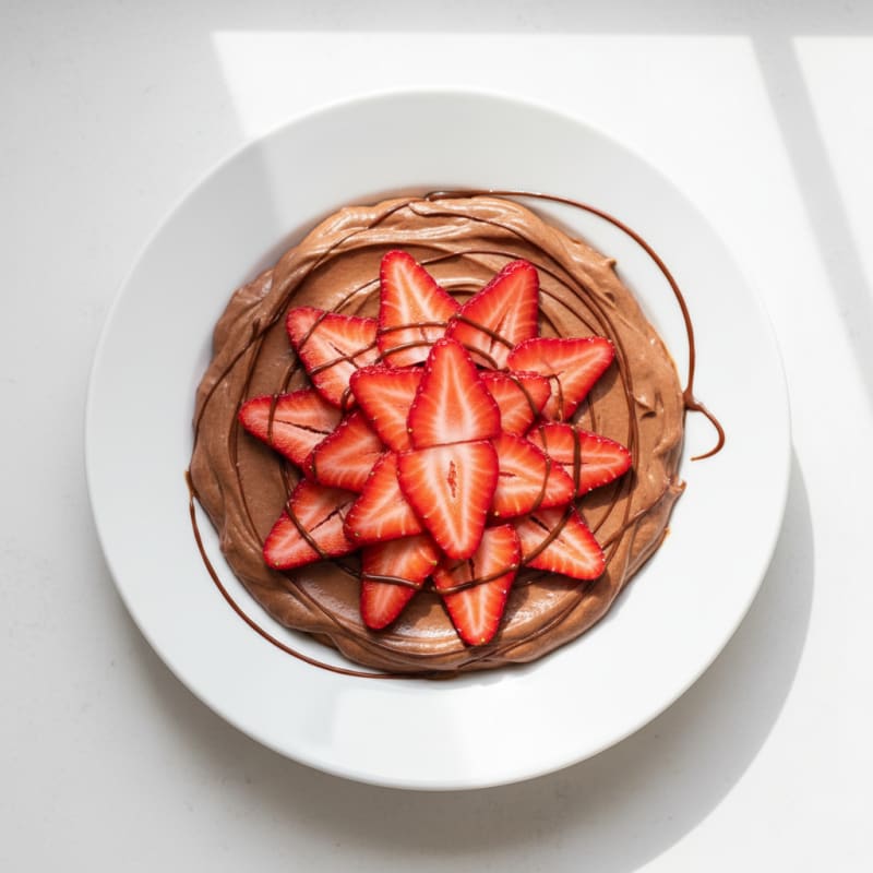 Creamy Chocolate Protein Pudding with Sliced Strawberries