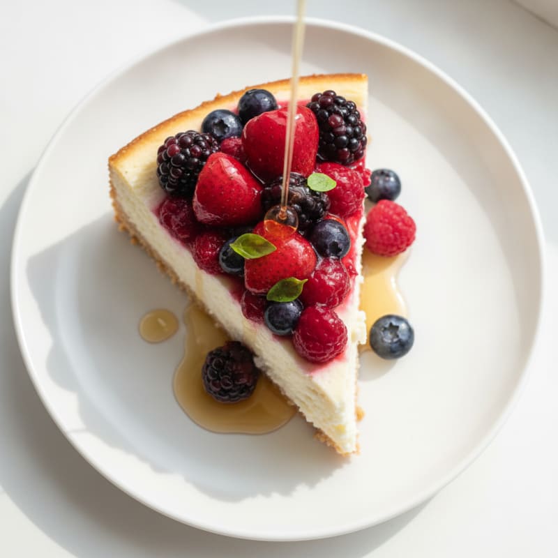 Greek Yogurt Protein Cheesecake with Mixed Berries